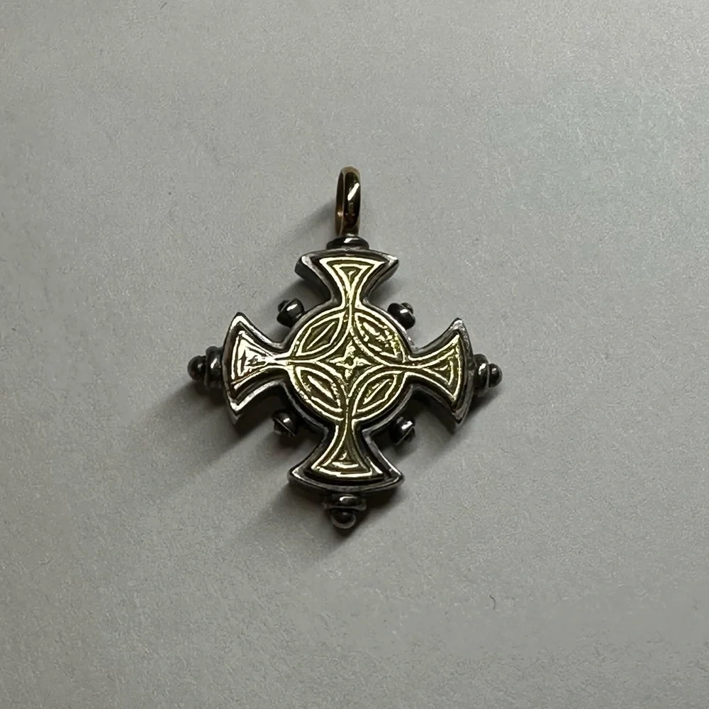Konstantino Two Tone 18k Gold & Silver Double Sided Byzantine Cross - Picture 8 of 12